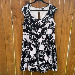 Torrid Black, White and Baby Blue Floral Dress Size 2